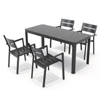 Ensemble de salle à manger d'extérieur 5/7 pièces avec chaises empilables en aluminium et 1 table rectangulaire extensible