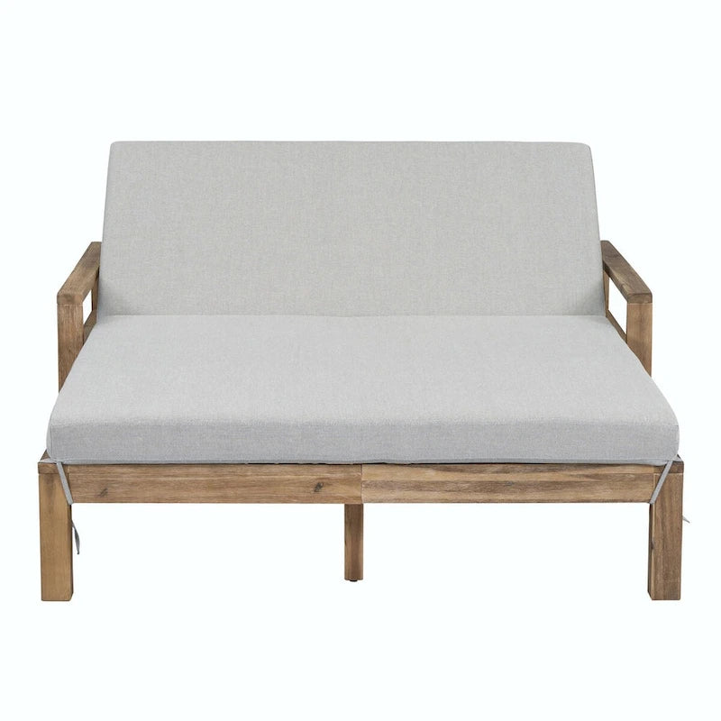Bain de soleil extérieur en bois de style rustique pour 2 personnes, lit de repos d'extérieur