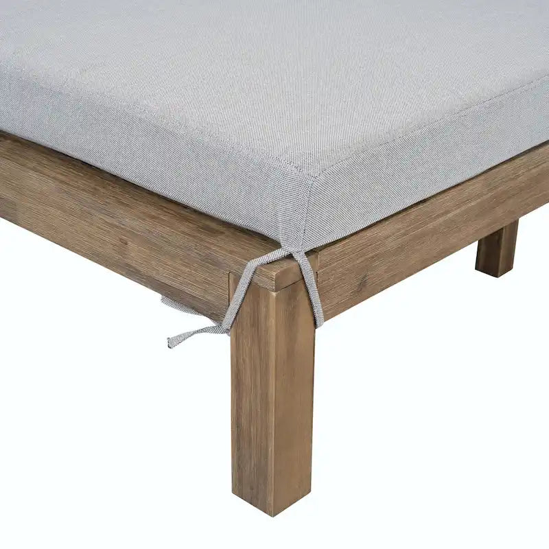 Bain de soleil extérieur en bois de style rustique pour 2 personnes, lit de repos d'extérieur
