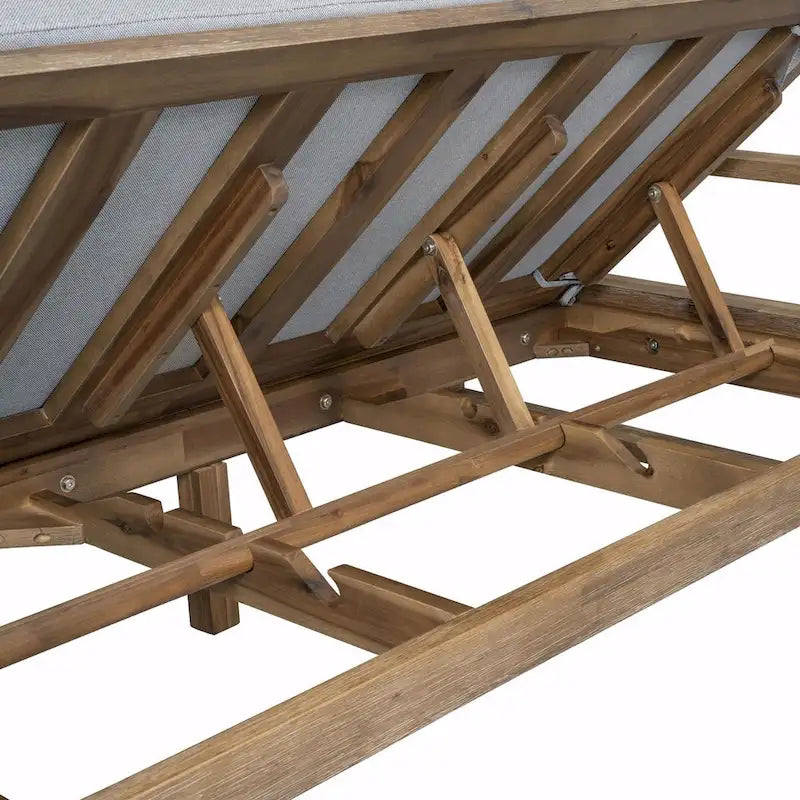 Bain de soleil extérieur en bois de style rustique pour 2 personnes, lit de repos d'extérieur