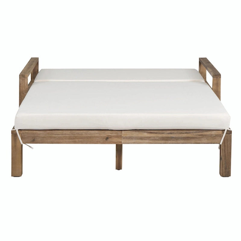 Bain de soleil extérieur en bois de style rustique pour 2 personnes, lit de repos d'extérieur