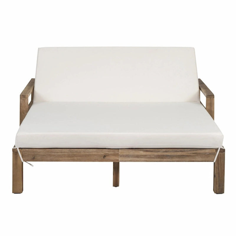 Bain de soleil extérieur en bois de style rustique pour 2 personnes, lit de repos d'extérieur