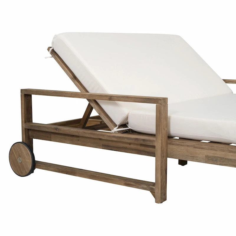 Bain de soleil extérieur en bois de style rustique pour 2 personnes, lit de repos d'extérieur