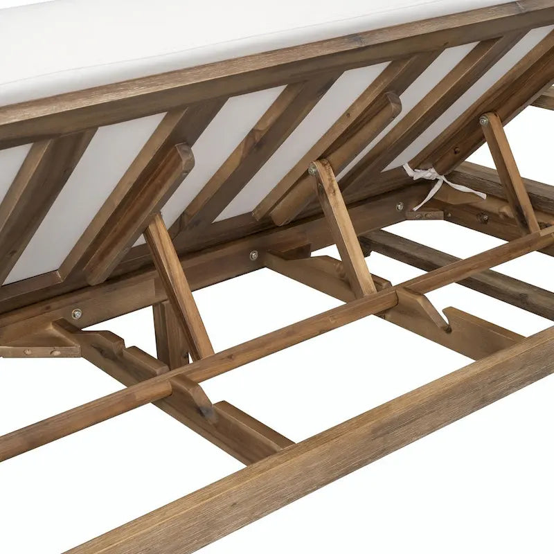 Bain de soleil extérieur en bois de style rustique pour 2 personnes, lit de repos d'extérieur