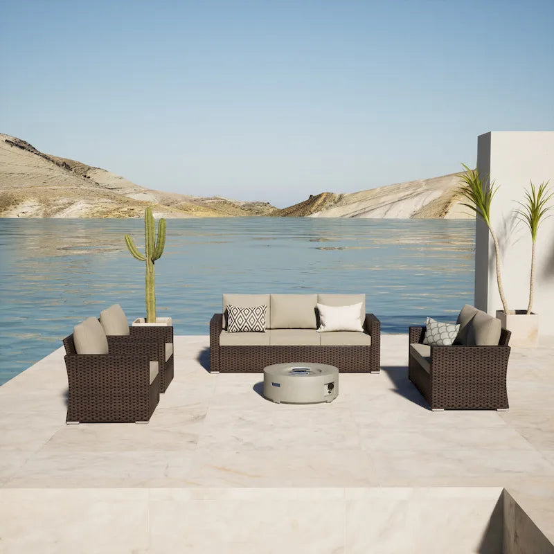 Ensemble de sièges de jardin Laguna 5 pièces avec foyer