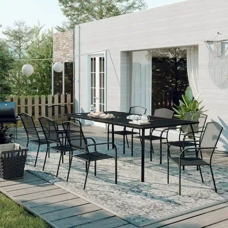 Ensemble de salle à manger 9 pièces avec table et chaises en maille pour patio