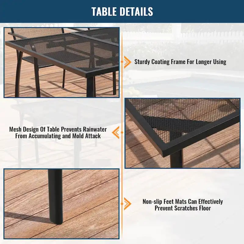 Ensemble de salle à manger 9 pièces avec table et chaises en maille pour patio