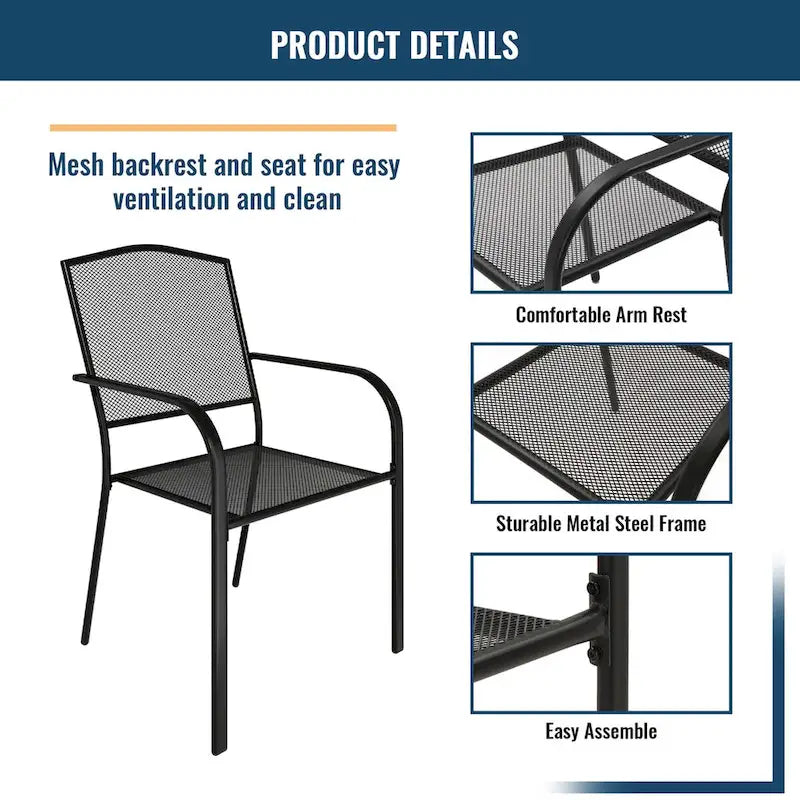 Ensemble de salle à manger 9 pièces avec table et chaises en maille pour patio