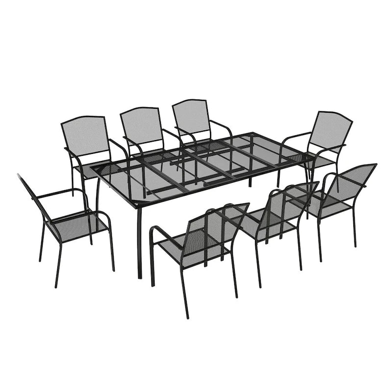Ensemble de salle à manger 9 pièces avec table et chaises en maille pour patio