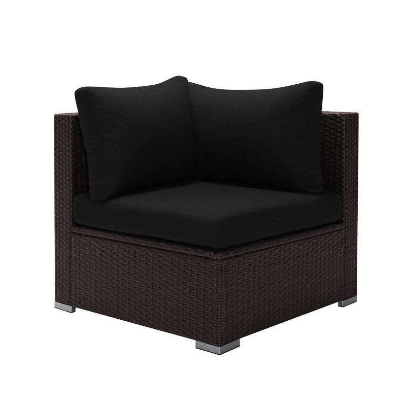 FINCATI Salon de Jardin Extérieur 7 Pièces Extra Large à Dossier Haut avec Table de Foyer au Gaz Propane, Ensemble de Canapés en Rotin pour Conversation