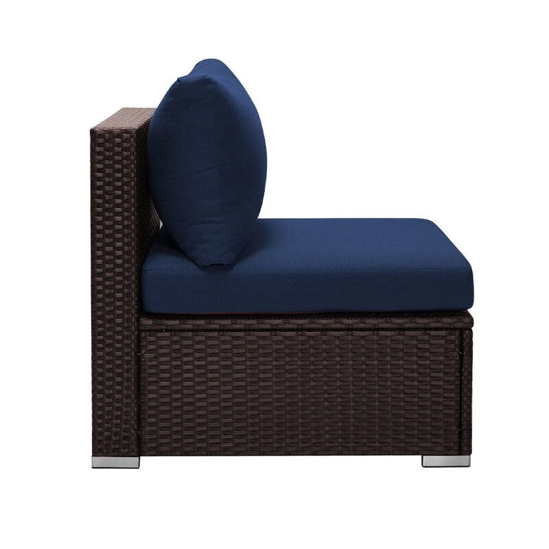 FINCATI Salon de Jardin Extérieur 7 Pièces Extra Large à Dossier Haut avec Table de Foyer au Gaz Propane, Ensemble de Canapés en Rotin pour Conversation