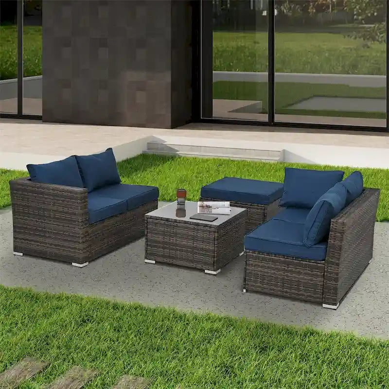 Ensemble de 4 meubles en osier, mobilier de patio, meubles saisonniers en osier de polyéthylène