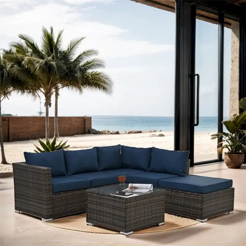 Ensemble de 4 meubles en osier, mobilier de patio, meubles saisonniers en osier de polyéthylène