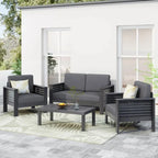 Acacia Wood Outdoor Loveseat and Coffee Table Set with Cushions