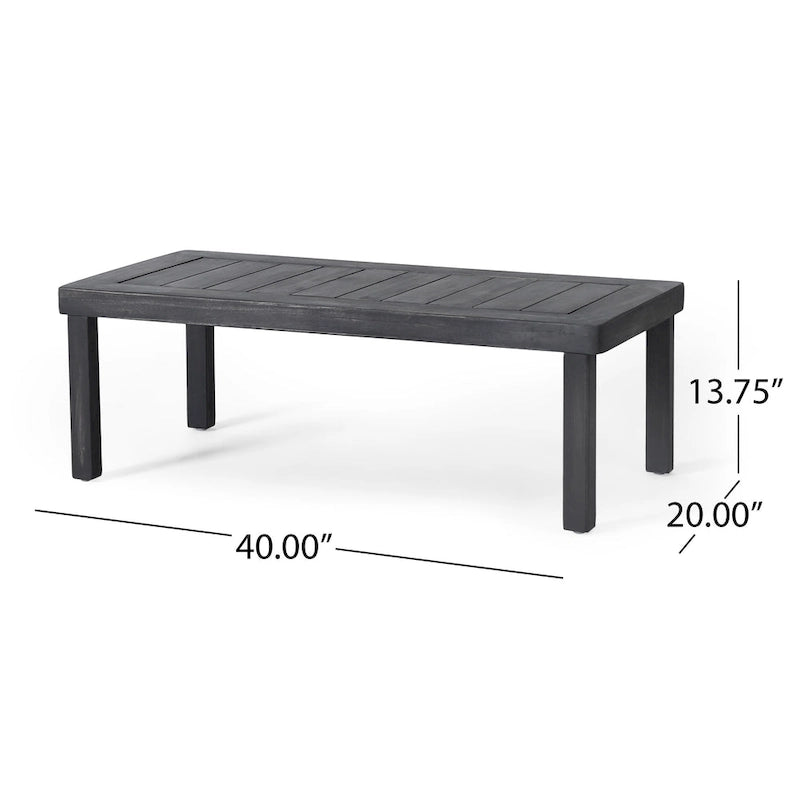 Ensemble causeuse et table basse d'extérieur en bois d'acacia avec coussins