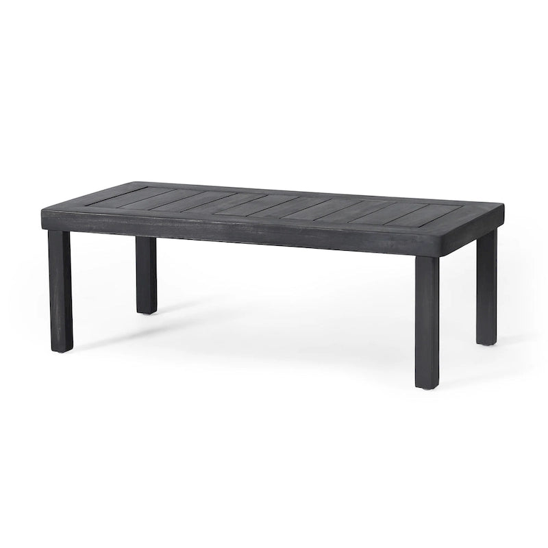 Ensemble causeuse et table basse d'extérieur en bois d'acacia avec coussins