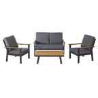 Ensemble de conversation d'extérieur 4 pièces en métal avec coussins gris