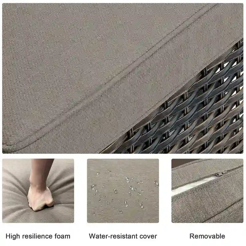 Chaise pivotante d'extérieur en rotin avec table brasero - Grise