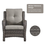 Chaises d'extérieur avec table brasero (ensemble de 3) - Gris