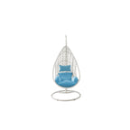 HomeRoots 40 Fauteuil suspendu d'extérieur en métal finition bleue et acier avec coussin bleu