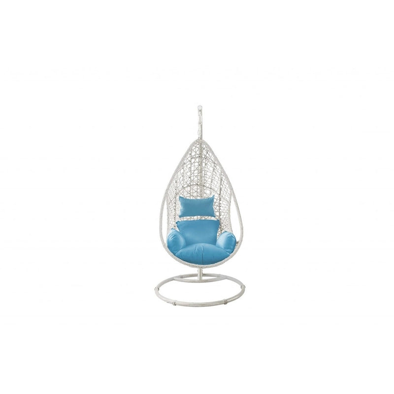 HomeRoots 40 Fauteuil suspendu d'extérieur en métal finition bleue et acier avec coussin bleu