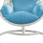 HomeRoots 40 Fauteuil suspendu d'extérieur en métal finition bleue et acier avec coussin bleu