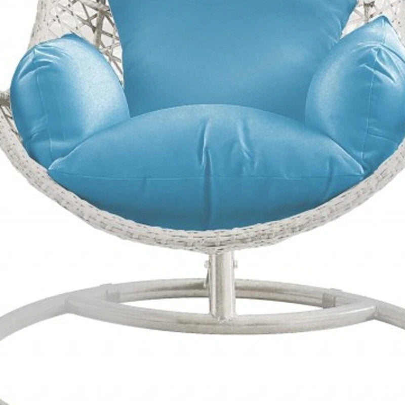 HomeRoots 40 Fauteuil suspendu d'extérieur en métal finition bleue et acier avec coussin bleu