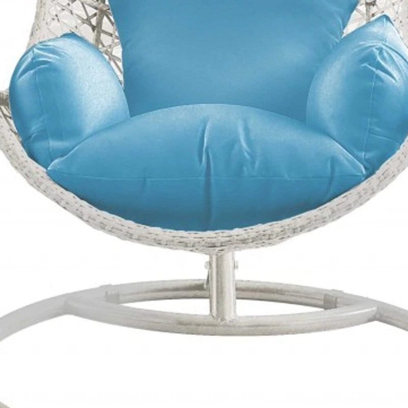 HomeRoots 40 Fauteuil suspendu d'extérieur en métal finition bleue et acier avec coussin bleu