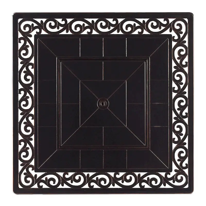 Ensemble table brasero en aluminium noir avec quatre fauteuils de club