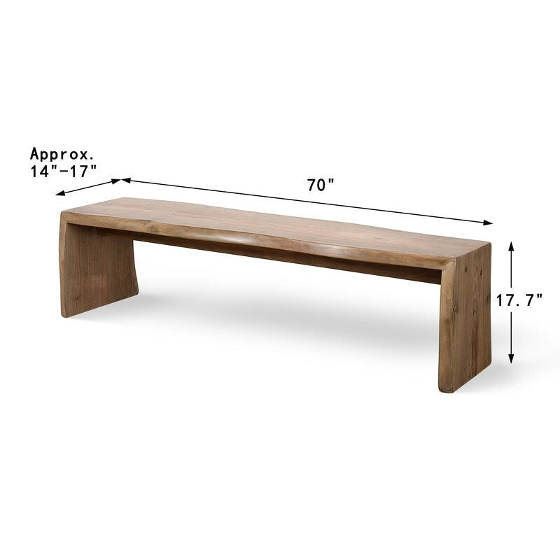 Banc en Noyer Naturel à Bord Brut de 70 Pouces de Long (Profondeur d'environ 13,7 à 16 Pouces) - S/O