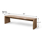 Banc en Noyer Naturel à Bord Brut de 70 Pouces de Long (Profondeur d'environ 13,7 à 16 Pouces) - S/O