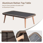 Ensembles de conversation de patio 4 pièces, ensemble de patio extérieur en rotin tressé à la main en osier et cadre en aluminium - 54.72 * 31.69 * 22.83
