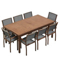 HIGOLD Carlo Ensemble de salle à manger d'extérieur 9 pièces avec trou pour parasol - 8 places