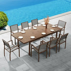 HIGOLD Carlo Ensemble de salle à manger d'extérieur 9 pièces avec trou pour parasol - 8 places