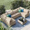 Ensemble de meubles de patio 8 pièces, ensemble de conversation extérieur Boho toutes saisons avec canapé modulaire et coussins épais résistants à l'eau