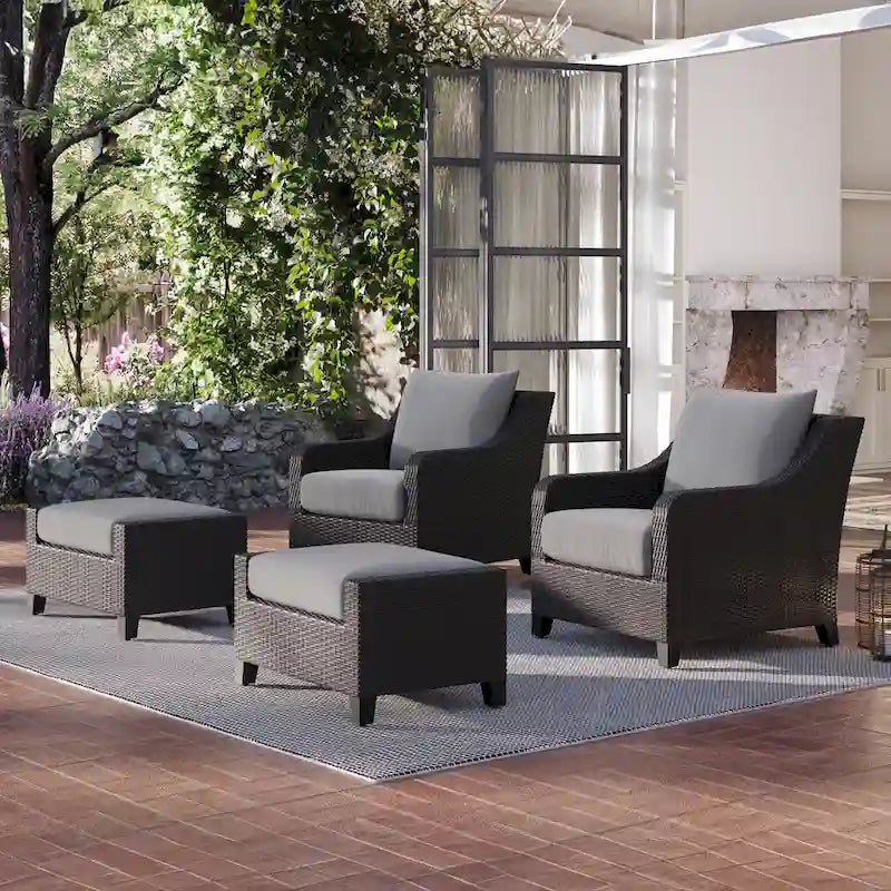 Ensemble de 4 fauteuils et poufs d'extérieur Skye New Classic Furniture