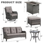 Canapé d'extérieur avec fauteuil pivotant Poufs Table Foyer - Gris