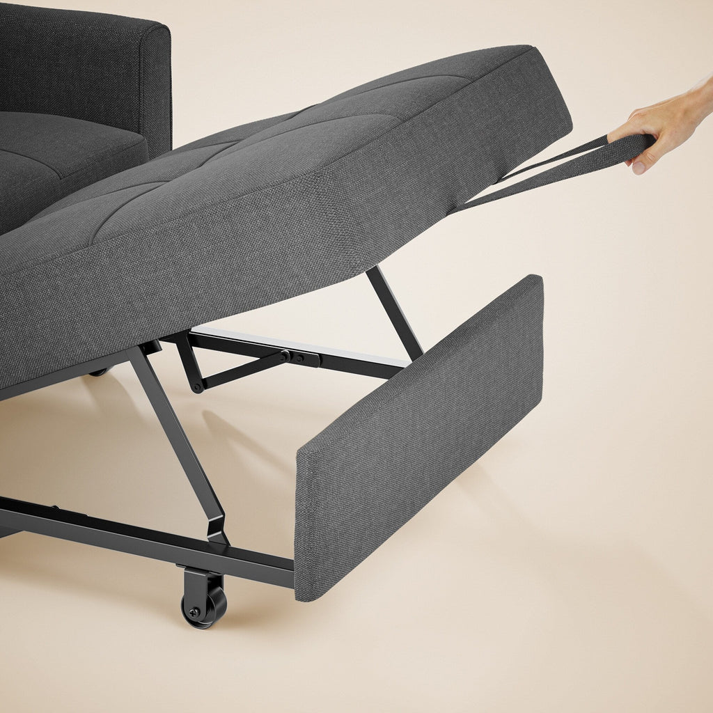 Canapé-lit convertible 3 en 1, chaise longue rembourrée réglable et pliable