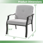 Gymax Lot de 2 chaises de salle à manger d'extérieur en métal robustes avec coussins