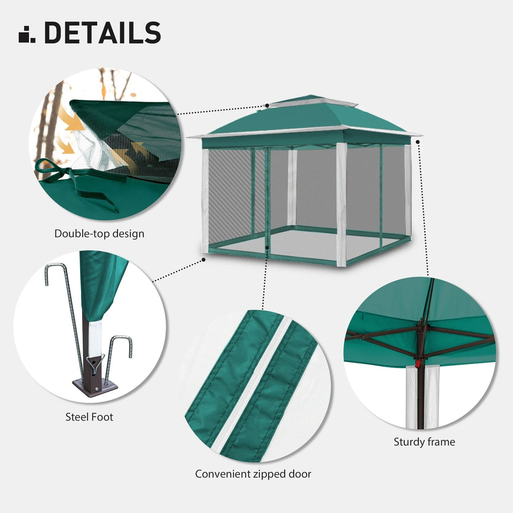 Cozywor Tonnelle escamotable en acier de 3,35 m x 3,35 m avec moustiquaire