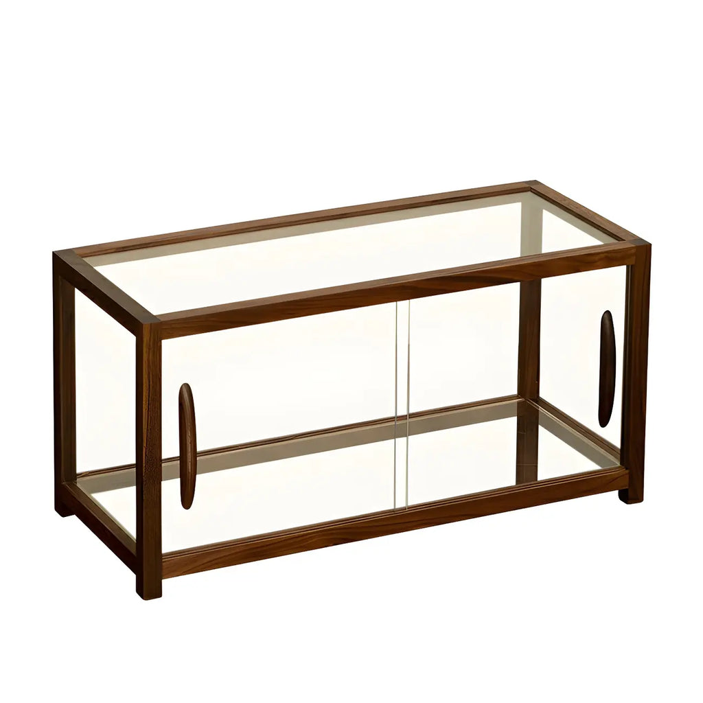 Élégante vitrine de collection en bois avec portes coulissantes
