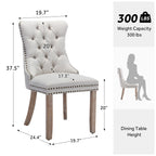 Chaise de salle à manger capitonnée en velours avec pieds en bois massif, lot de 6
