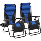Yaheetech Lot de 2 chaises longues de jardin/camping zéro gravité rembourrées 66 cm avec accoudoirs et oreiller