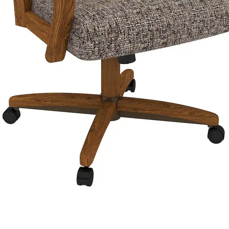 Chaise de salle à manger à roulettes Chromcraft Darell, finition châtaignier