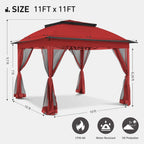 Cozywor Tonnelle escamotable en acier de 3,35 m x 3,35 m avec moustiquaire