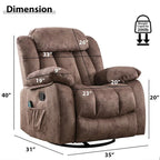 Fauteuil inclinable et pivotant à 360° avec massage manuel, chaleur et vibrations
