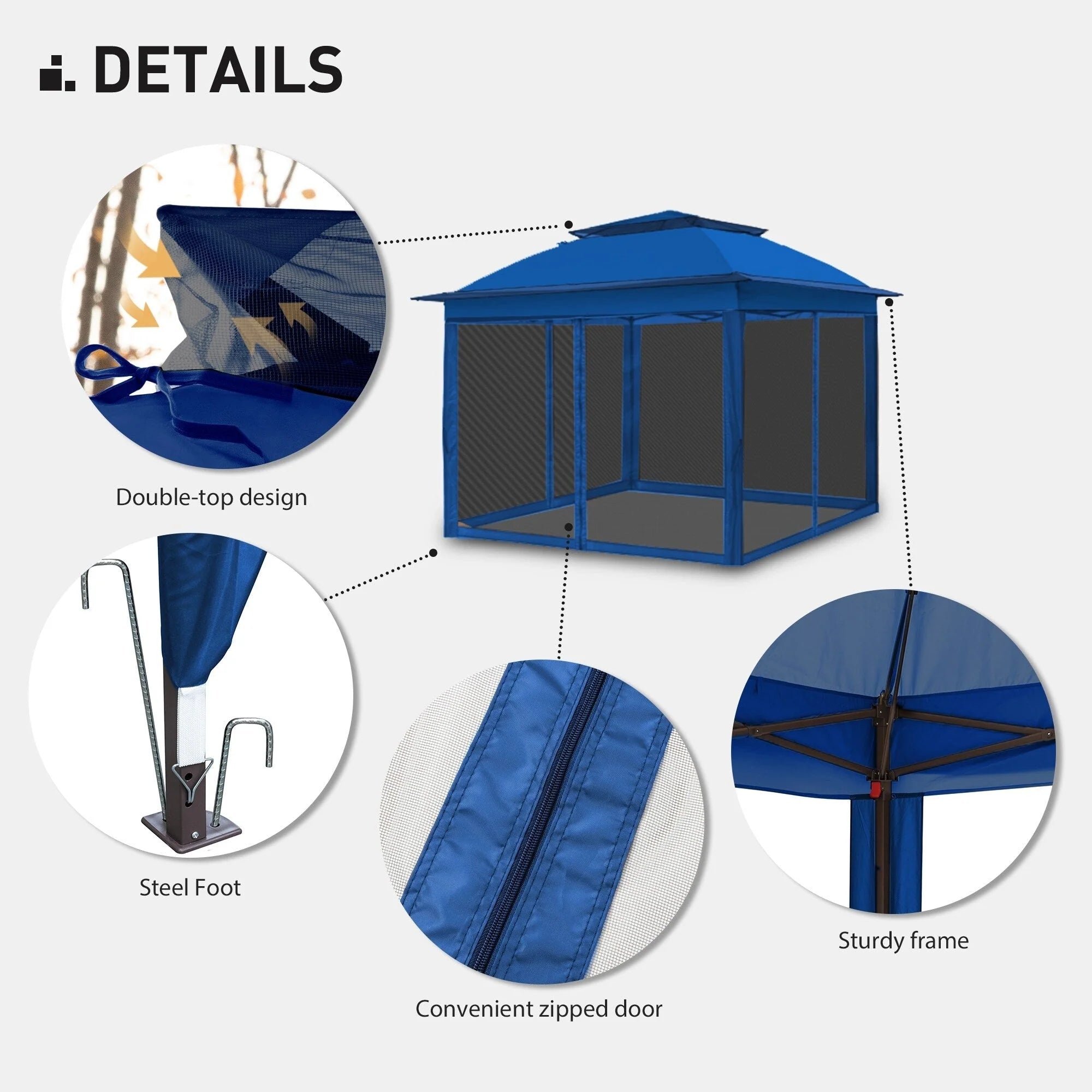 Cozywor Tonnelle escamotable en acier de 3,35 m x 3,35 m avec moustiquaire