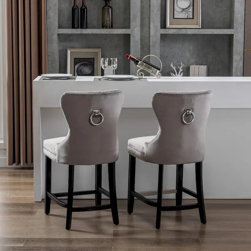 Tabouret de comptoir Carter 24 Wingback Tufted Nailhead (lot de 2)