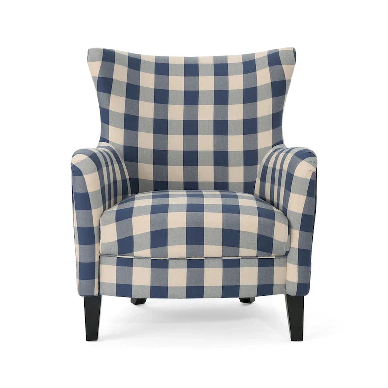 Fauteuil rembourré à dossier haut avec pieds en bois Modern Retro 30.25 pour le salon