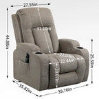 Fauteuil inclinable releveur électrique Lazy Boy, fauteuil de massage moderne à moteur unique avec chauffage lombaire, port de chargement USB, porte-gobelets